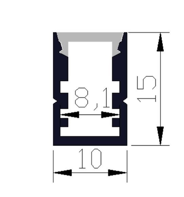 6063 অ্যালয় LED লাইট অ্যালুমিনিয়াম প্রোফাইল 10 X 15m Mpolycarbonate কভার সহ