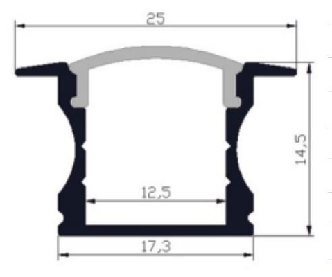 Recessed মাউন্ট LED লাইট অ্যালুমিনিয়াম প্রোফাইল 25 X 14.5mm RoHS